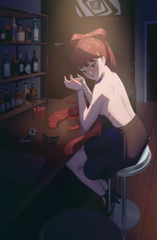 Topless drinking gymnast (Tomi)