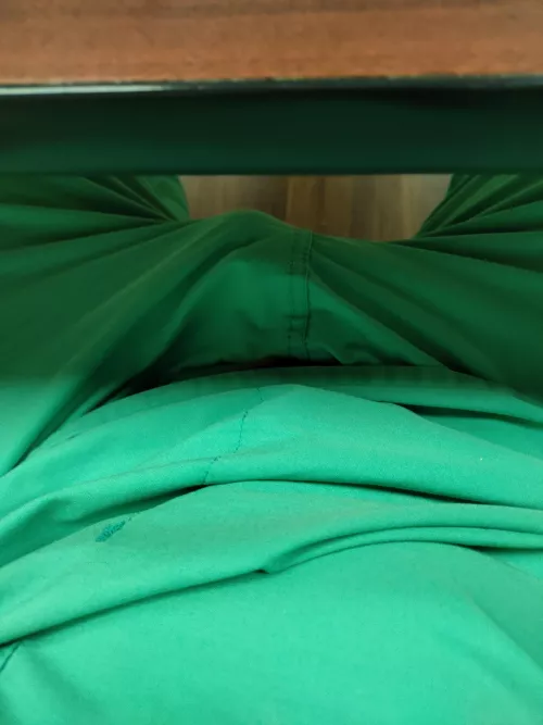 Wearing underwear and long johns, and the scrubs still don't hide anything.