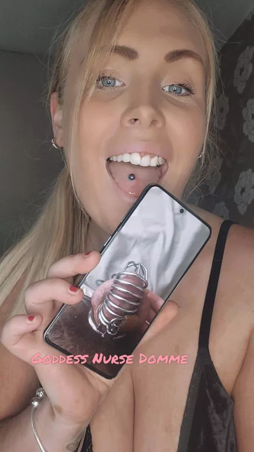 When I demand he wears Chasity! And he thinks this cage is acceptable 🤦‍♀️😜😳 Needs to be so much smaller 🥵