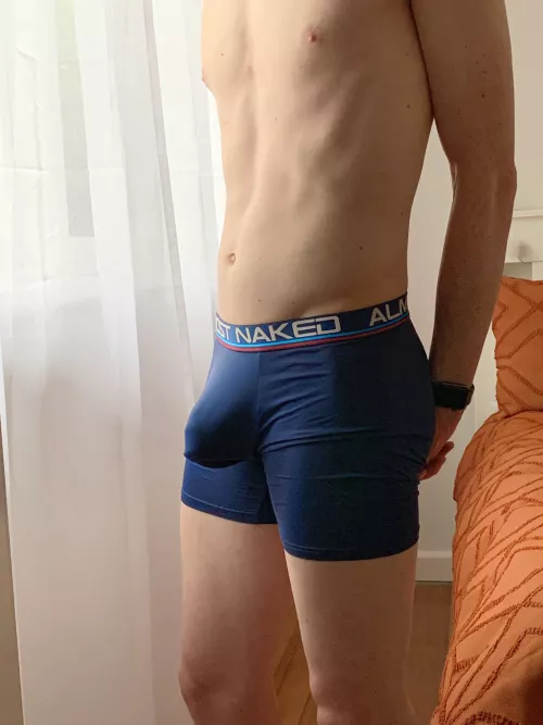 Almost naked indeed, perfect for showing off a bouncy bulge under trousers or sweatpants