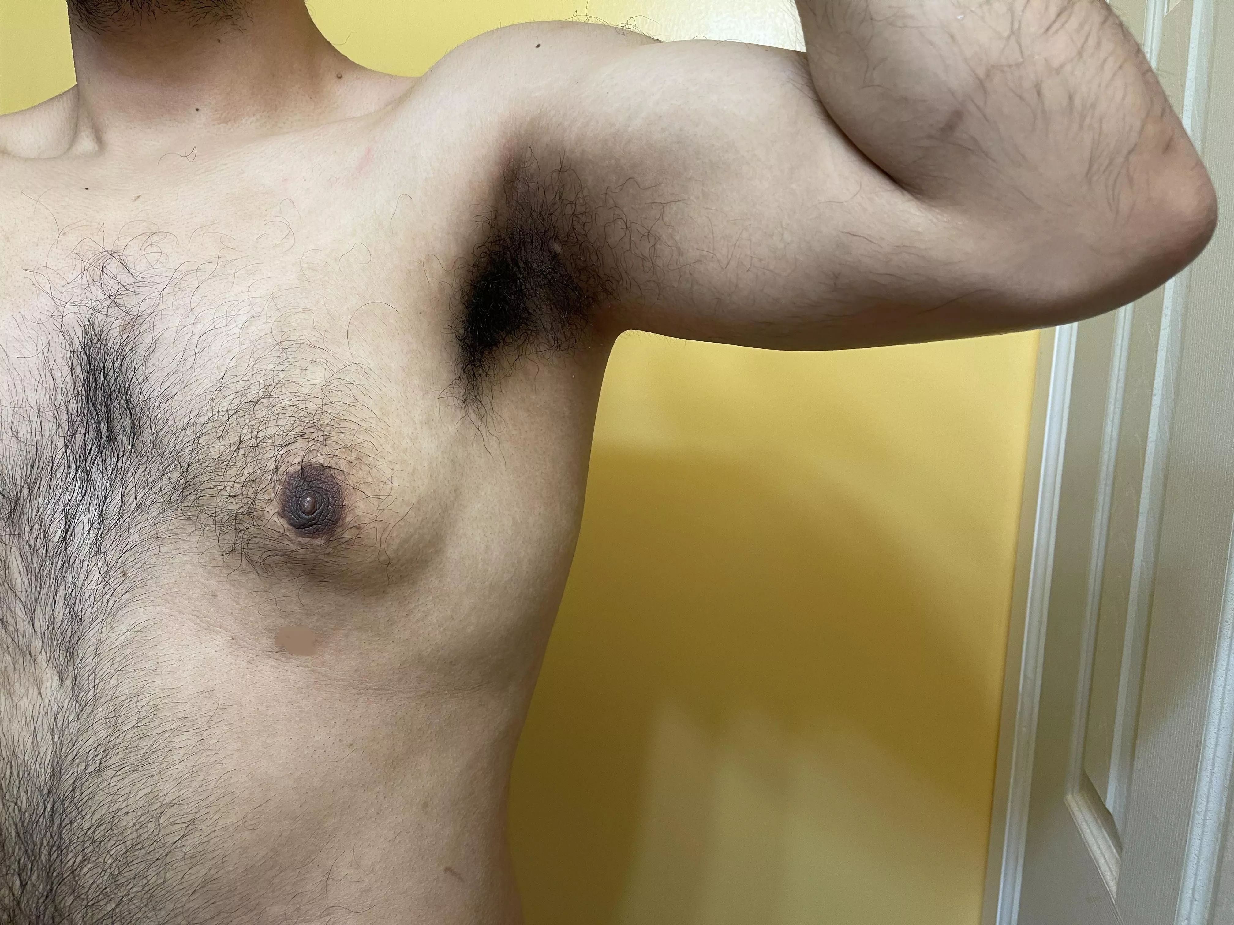 Finished up a workout. Can you dry me with your tongue?