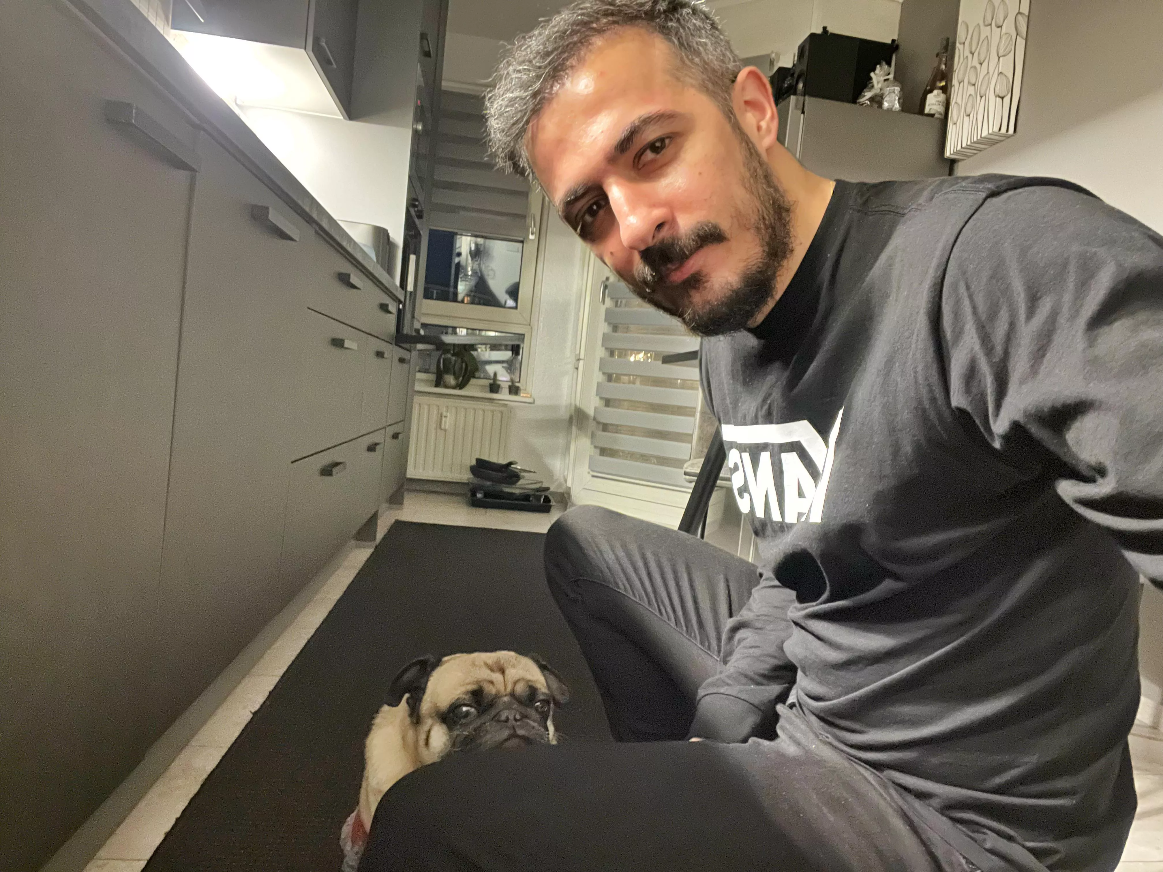 He loves to rest his head on my leg.