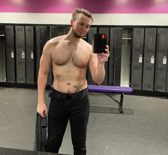 Still pretty self conscious about being shirtless in the locker room. But getting better. Please ignore my rooster hair