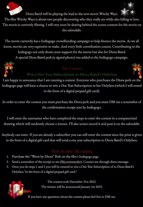 Win a One Year Subscription to Diora Baird's Onlyfans