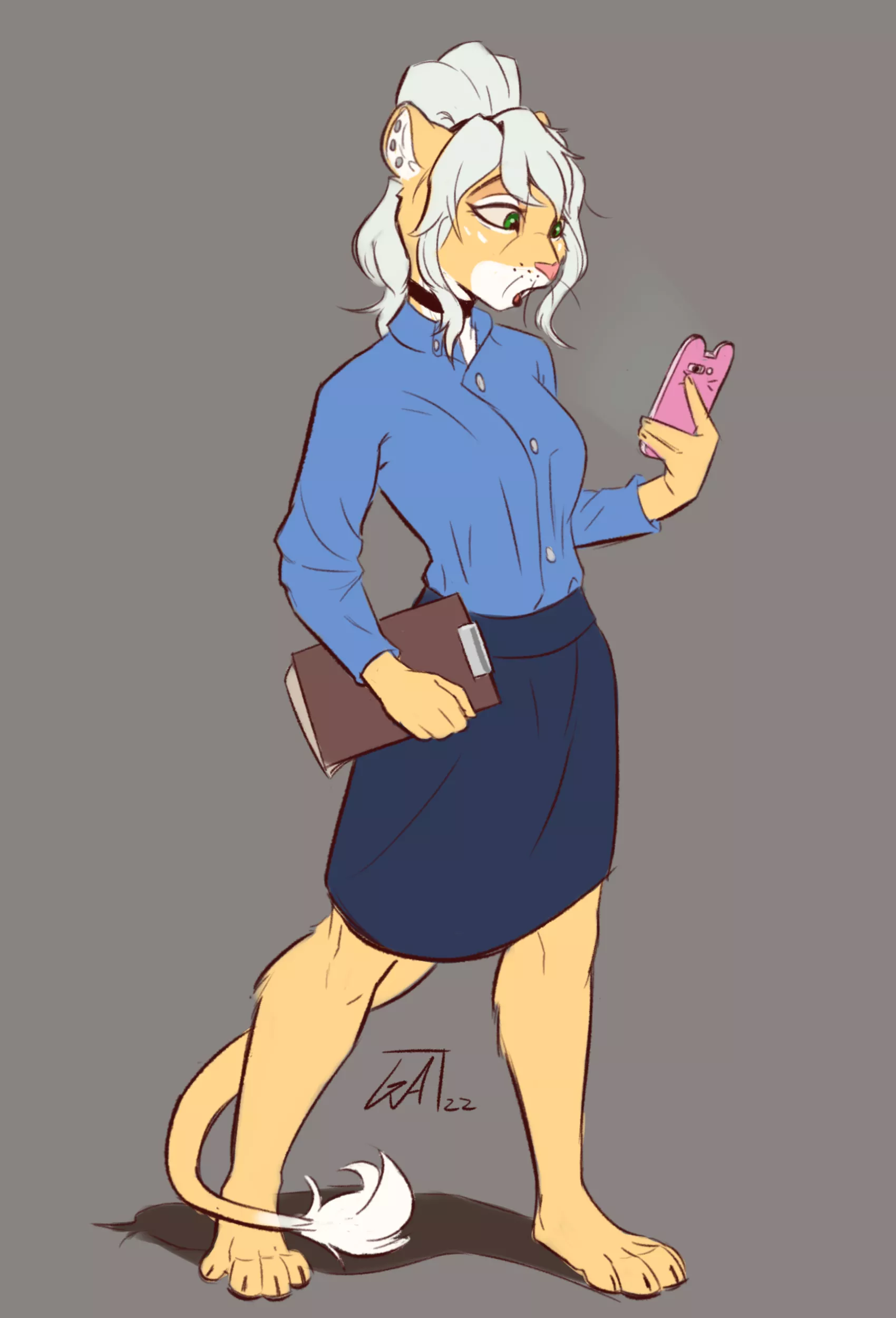 A lioness office lady I drew for someone on Patreon :D ~ Art by me (@ArtsGalinn on Twitter)