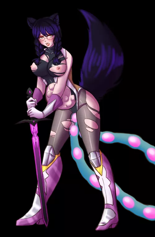 Catgirl adventurer being filled by tentacle eggs (marinesunspice aka me)