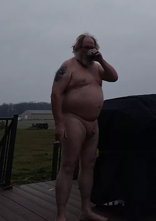 Enjoying a drink outside before it's to cold