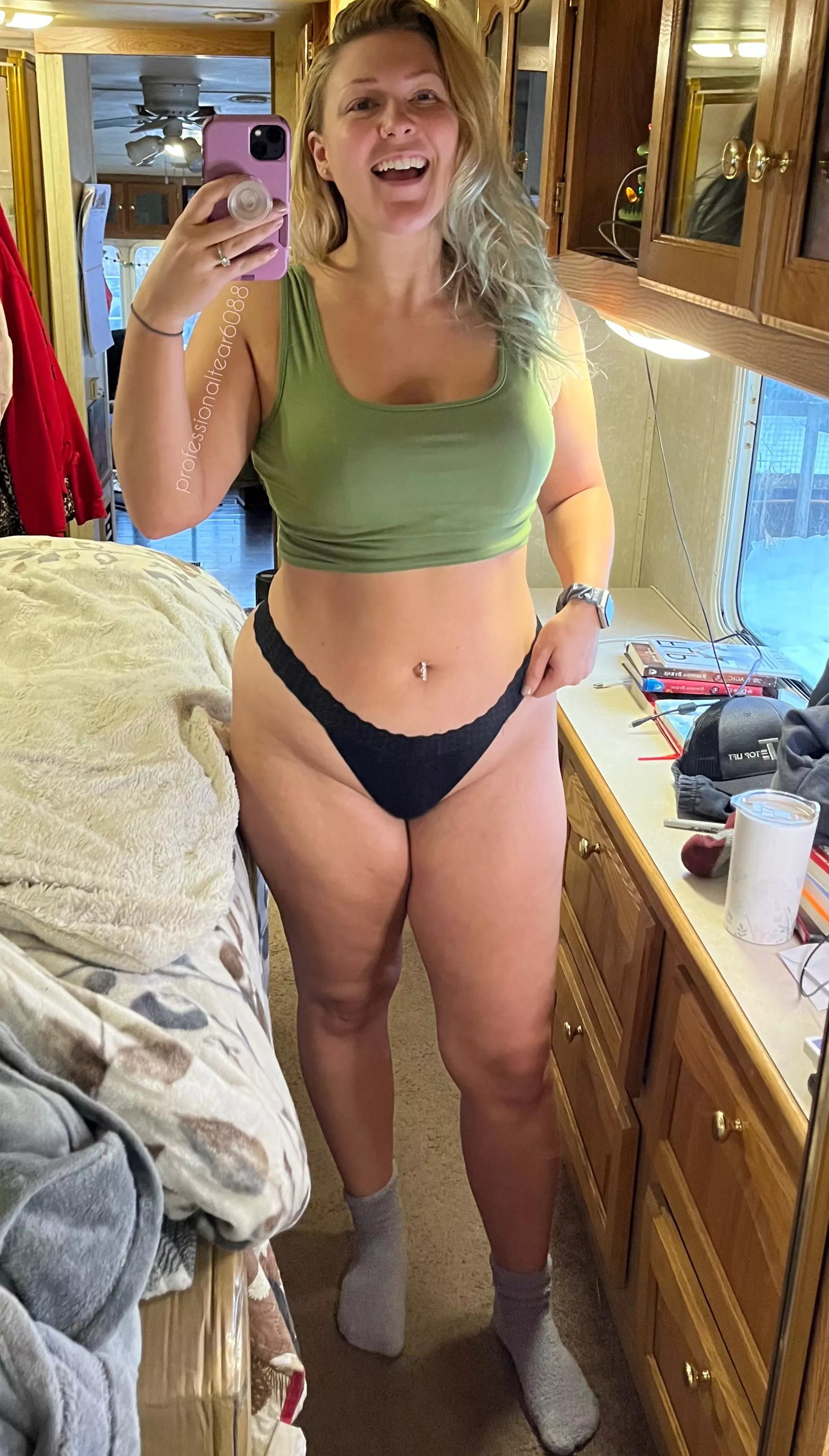 Fuzzy socks and crop tops