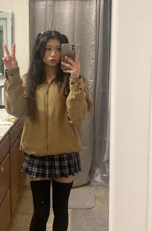 mini skirt with thigh high socks