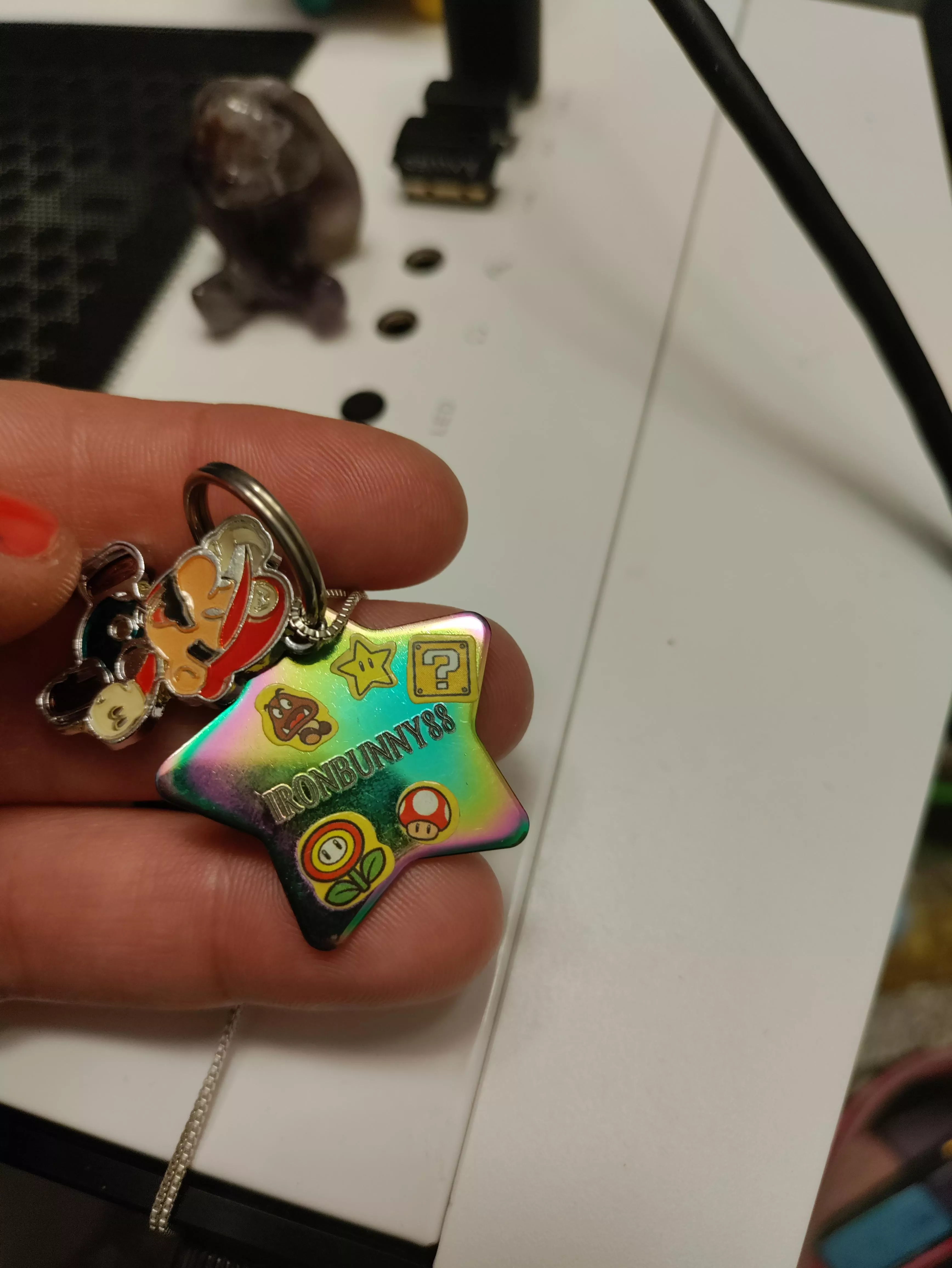 My day collar is cute it has both our tags on it and I love the sterling silver Mario