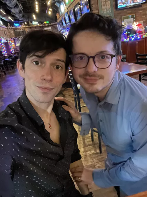 Pre-birthday dinner drinks with my (black shirt) husband (blue shirt). I’m already enjoying 33 (as gross as that number is to say when I’m talking about my age).