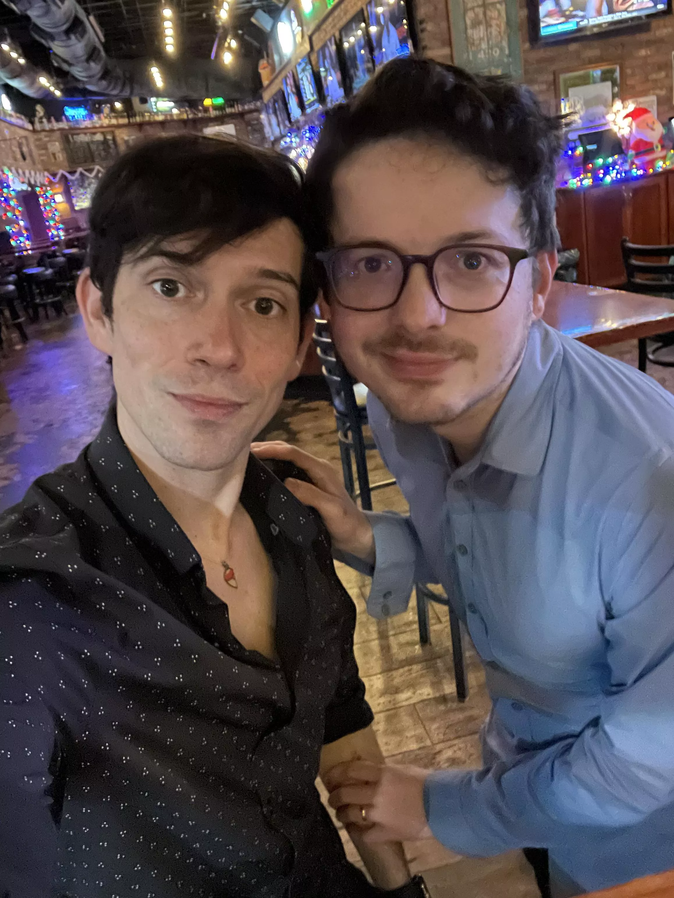 Pre-birthday dinner drinks with my (black shirt) husband (blue shirt). I’m already enjoying 33 (as gross as that number is to say when I’m talking about my age).
