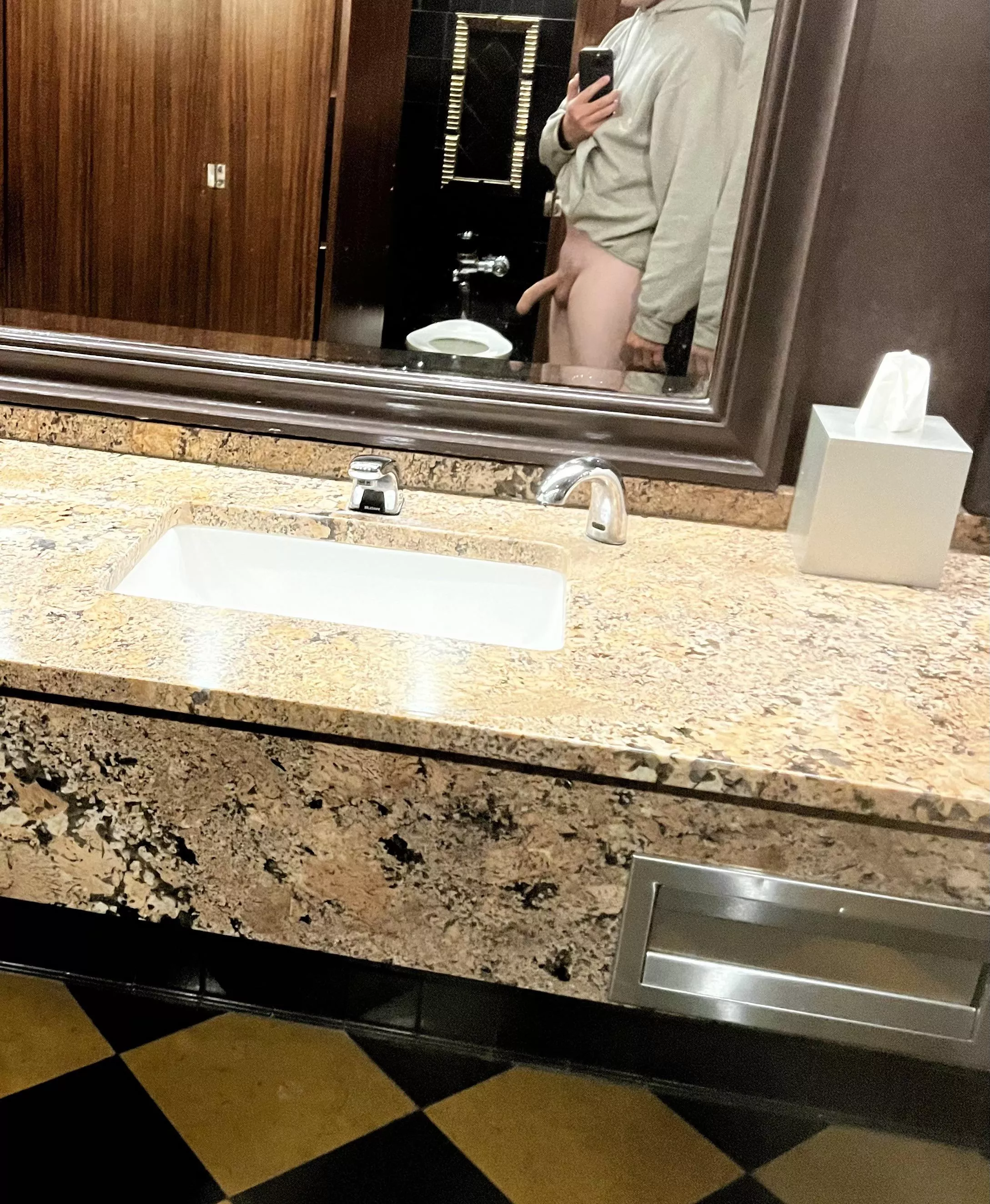 Semi hard in public bathroom