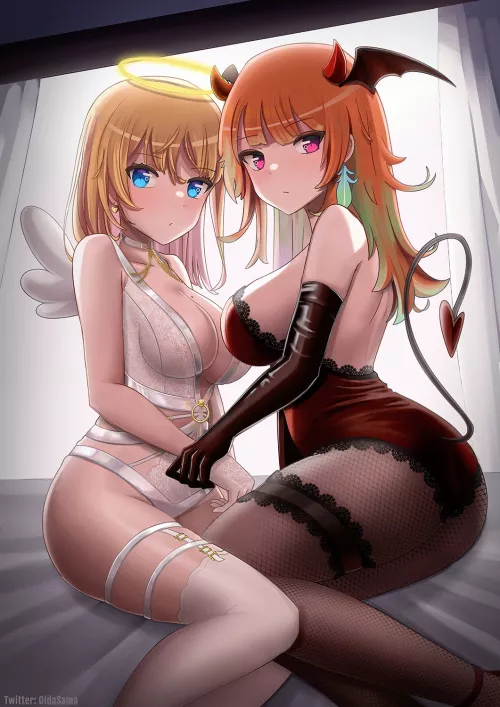Takanashi Kiara And Amelia Watson Angel And Devil Girls ( Oida-Sama) [Hololive]