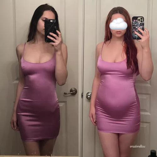 this dress fits a little different now 😅 I almost ripped the seams trying to get it on!