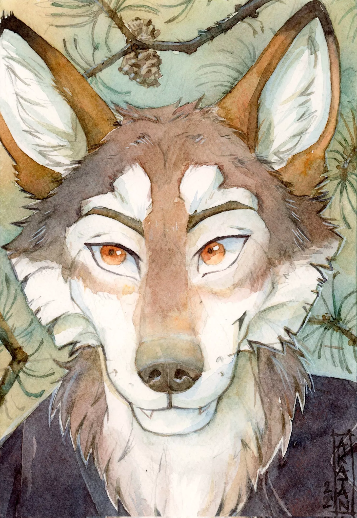 Timber Wolf and Pine Trees [Akatan]