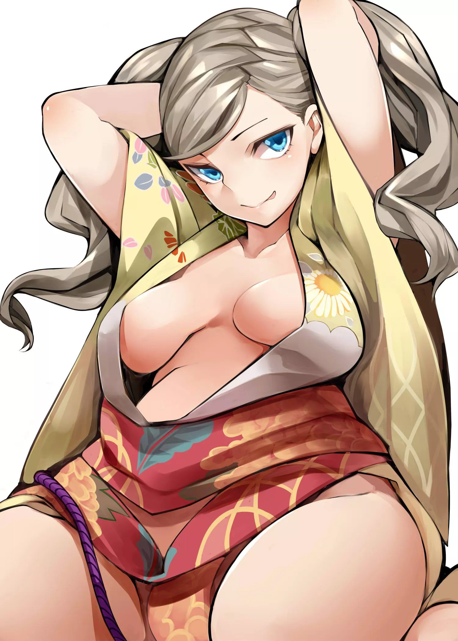 Ann improperly wearing a kimono (nebusokugimi)