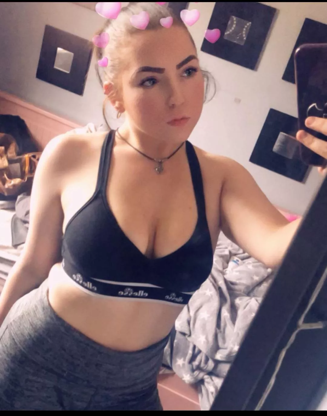 Chavvy Meg in a sports bra
