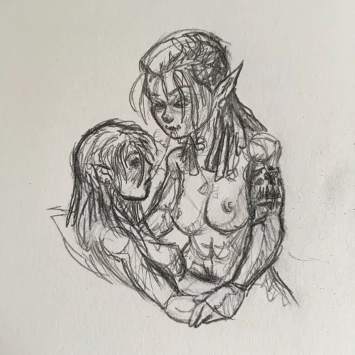 Half-orc fighter and her gf