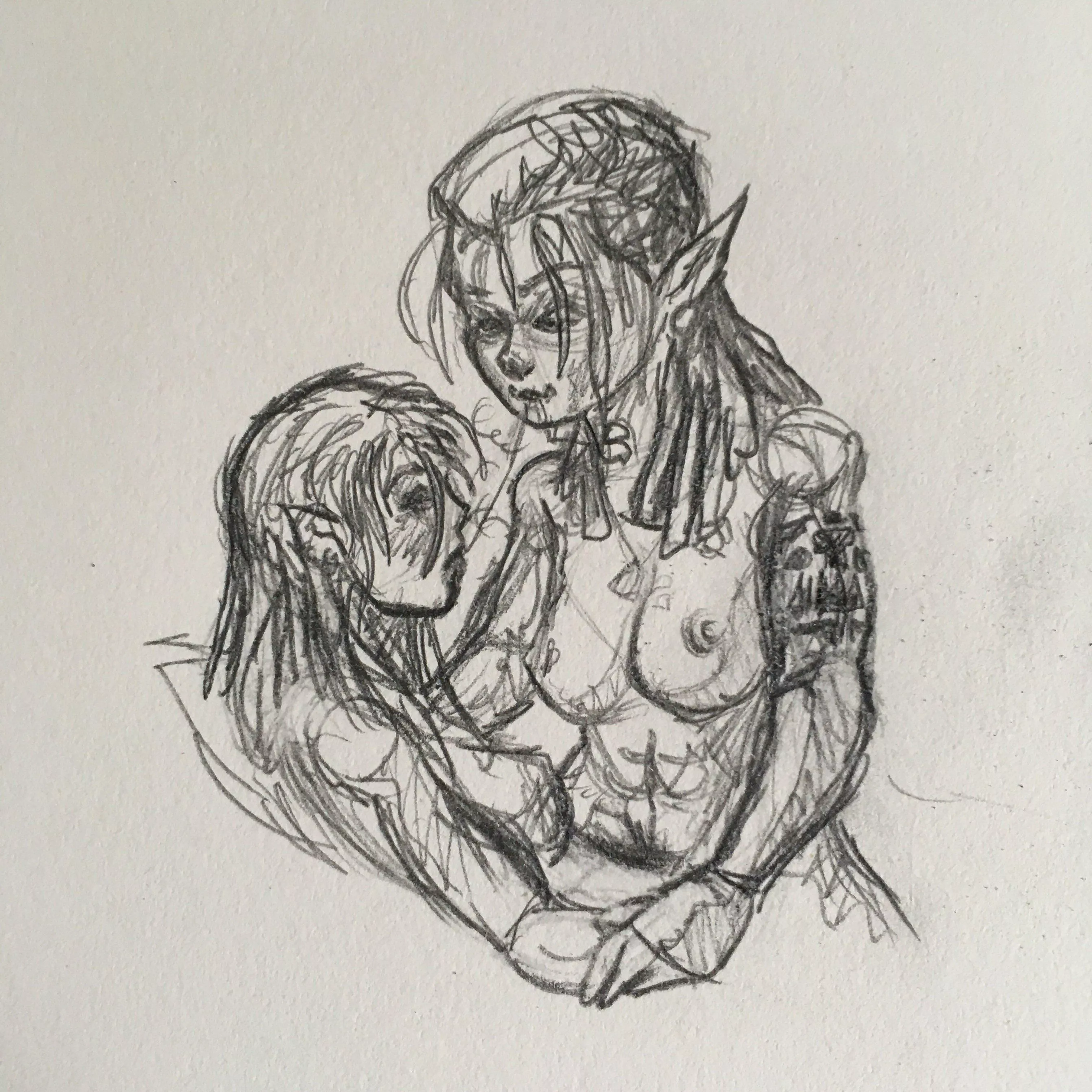 Half-orc fighter and her gf