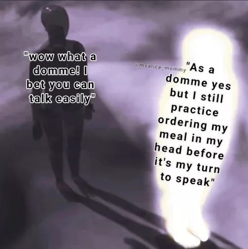 Here's a fun fact! Just because a domme has bedroom confidence it dosen't necessarily mean they're confident in all parts of their lives, this is also applicable to really anyone in general 💜✨