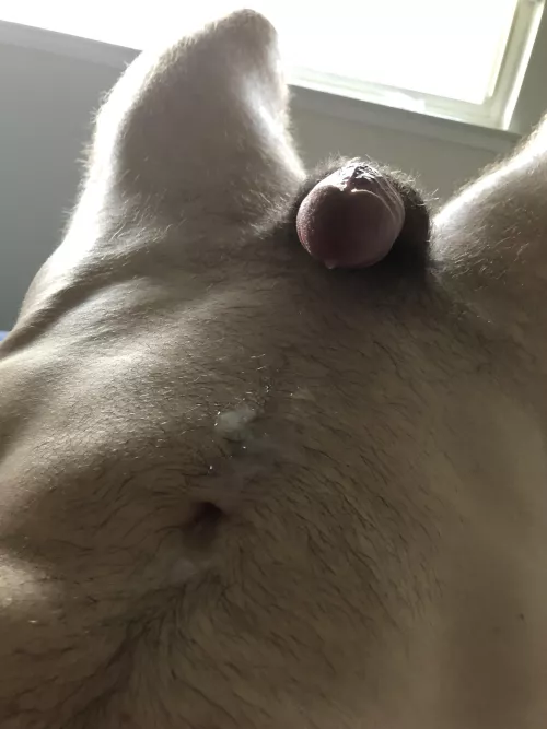 I couldn’t resist blowing this cum all over my abs.
