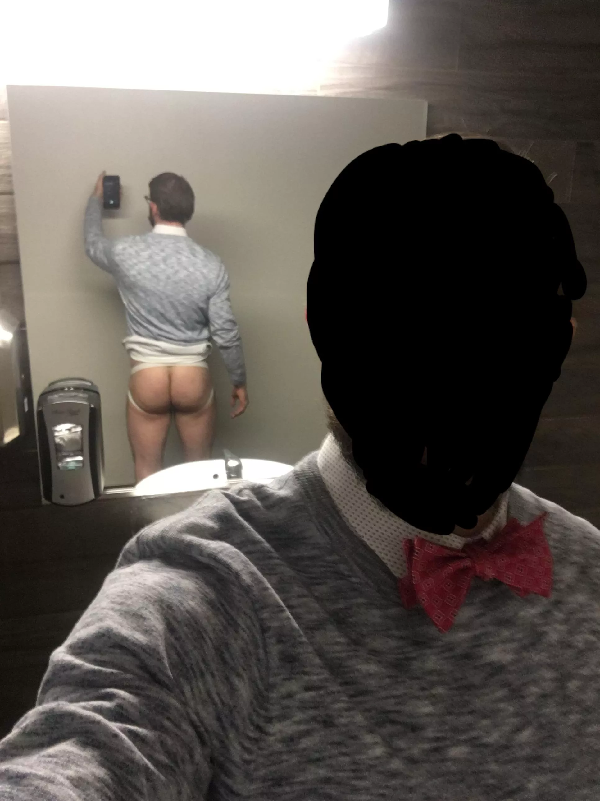 Mall bathroom, jockstrap ass