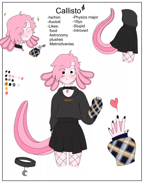 My self fursona. Callisto the Axolotl. Art by me