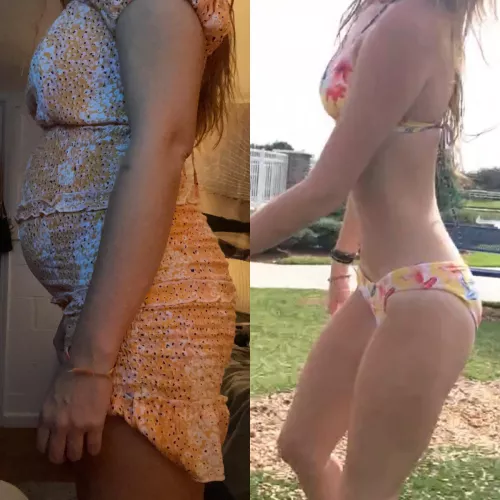 a little before and after… whoopsie 🥴 i actually look pregnant 😂😩