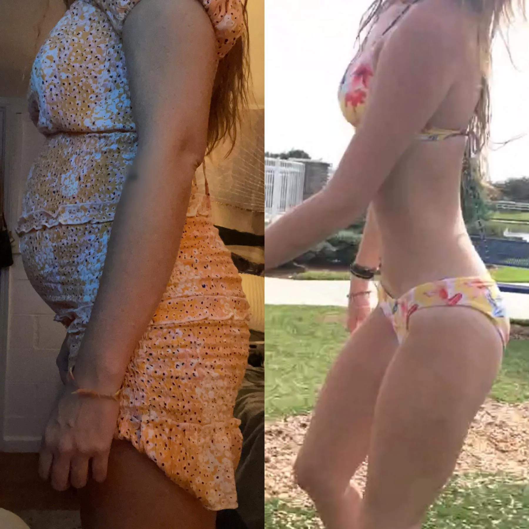 a little before and after… whoopsie 🥴 i actually look pregnant 😂😩