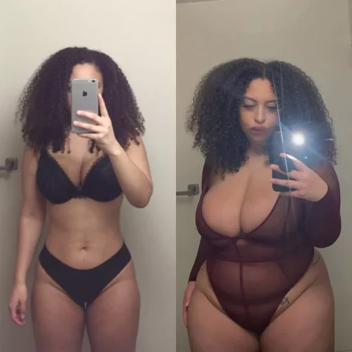 Big hair, big tiddes, big belly