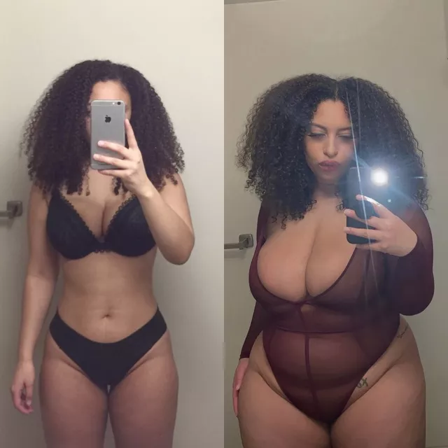 Big hair, big tiddes, big belly