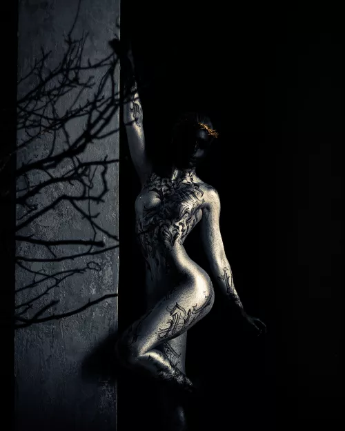 Calligraphic bodypaint on my body by Theabstracter