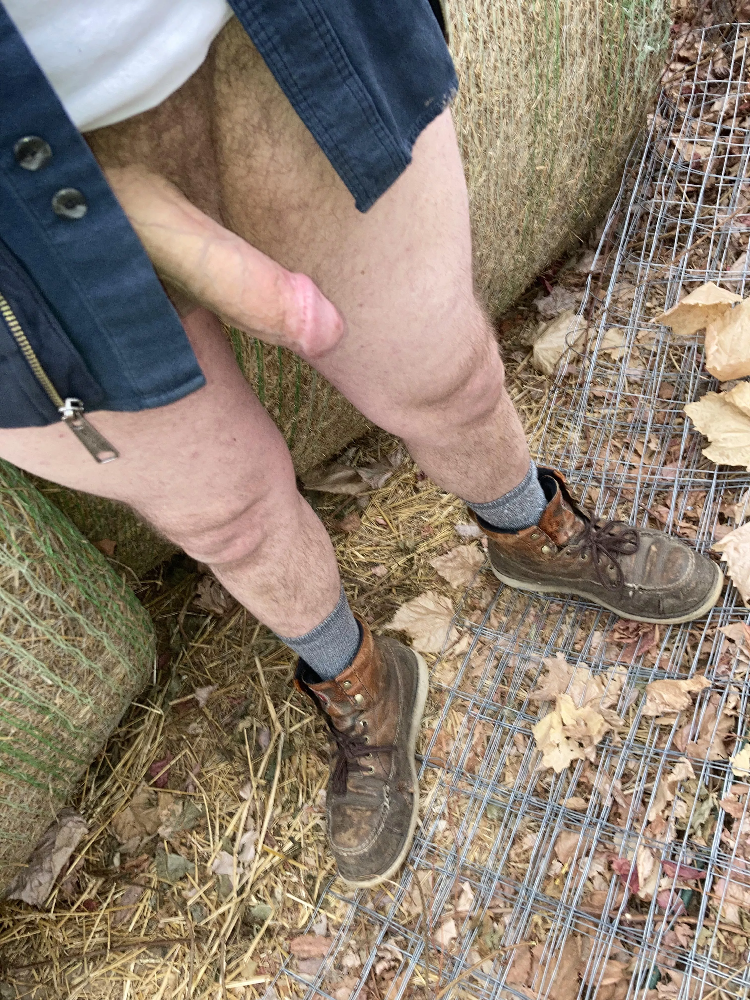 Half naked on the farm.