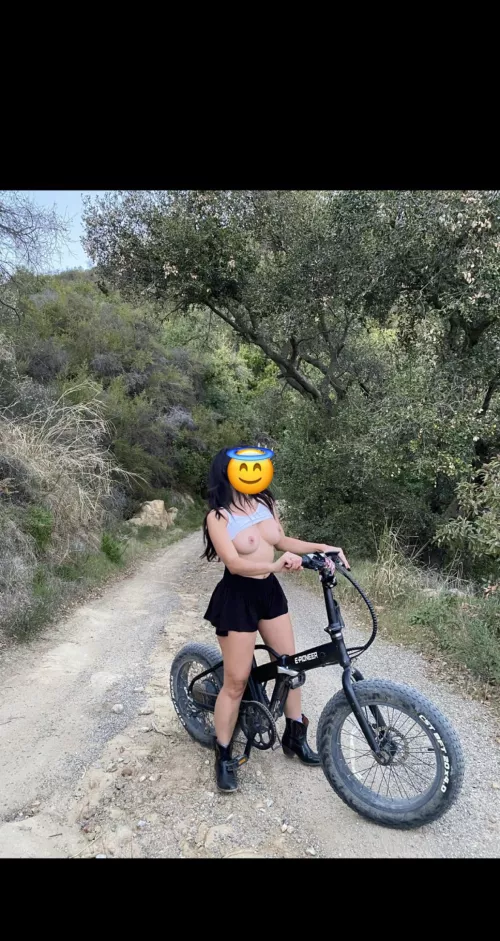 I love being topless and cycling👅[image]