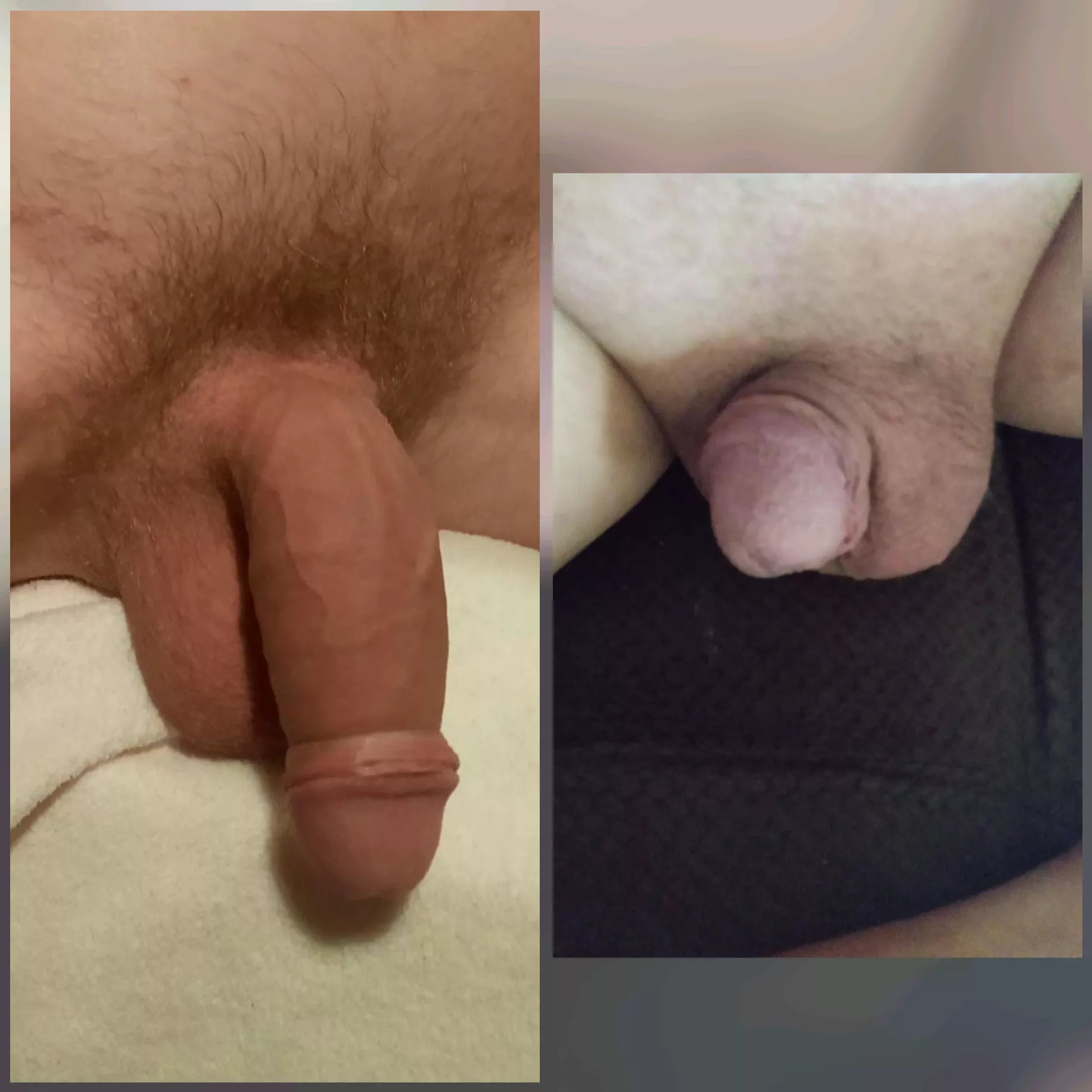 Me(left) vs. u/Aggressive-Tadpole10 compared soft 😁 I cannot believe how tiny that is. It's just the head!