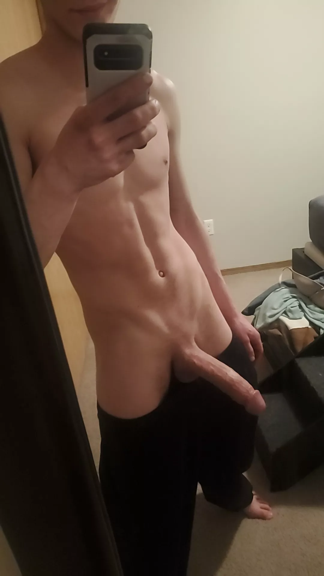 My morning wood in a mirror
