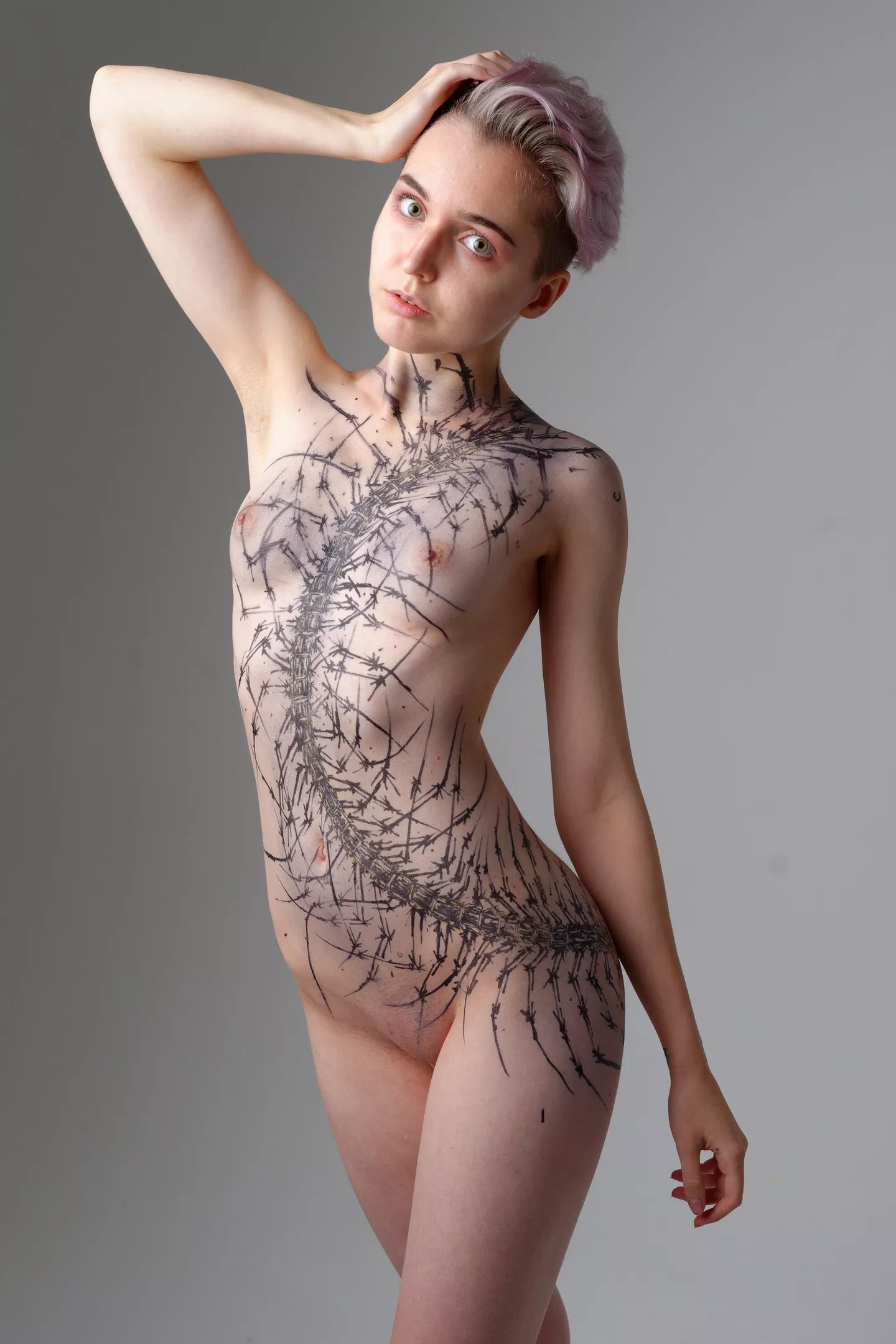 Round centipedes bodypaint