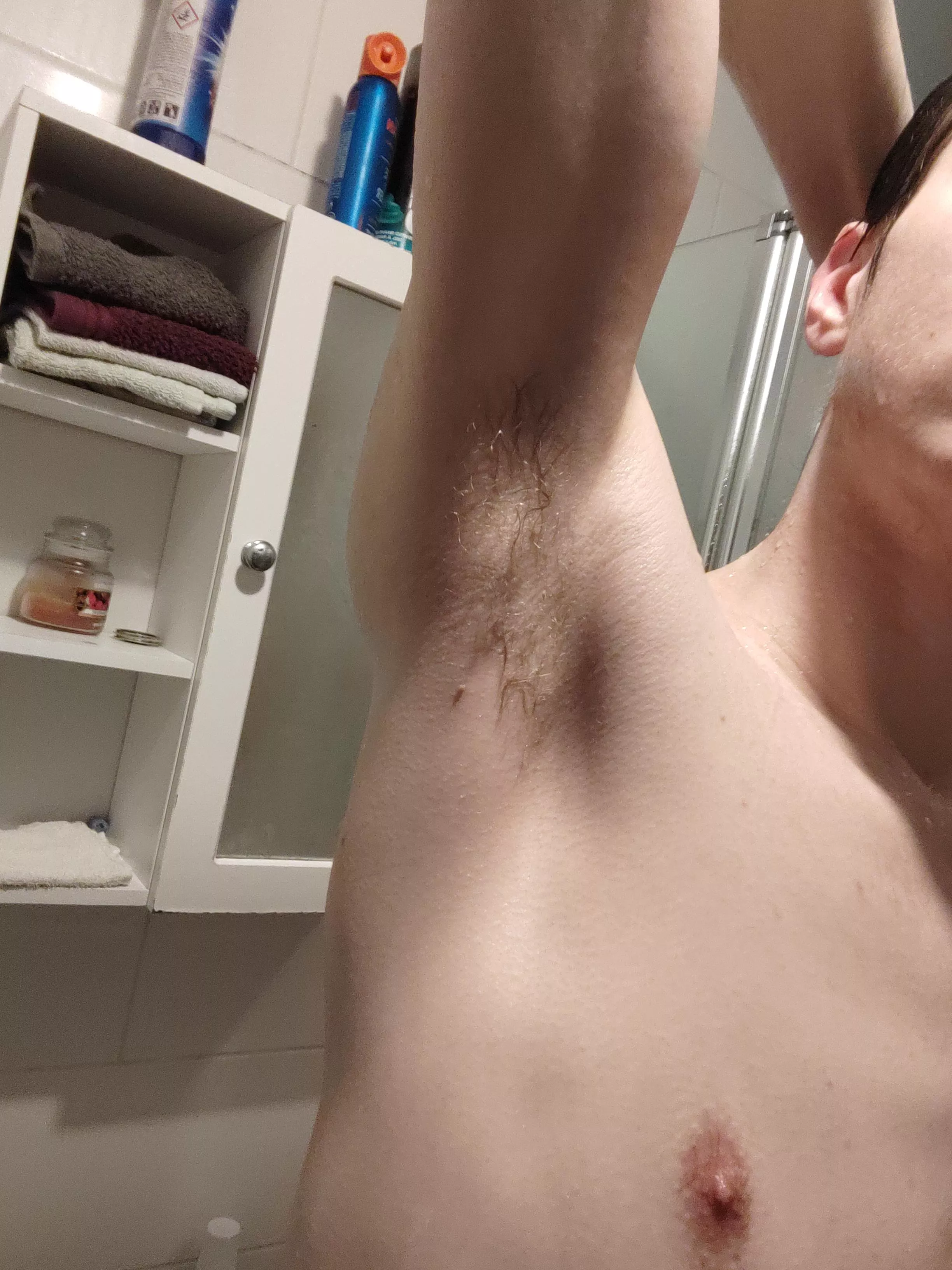 Still wet from the shower