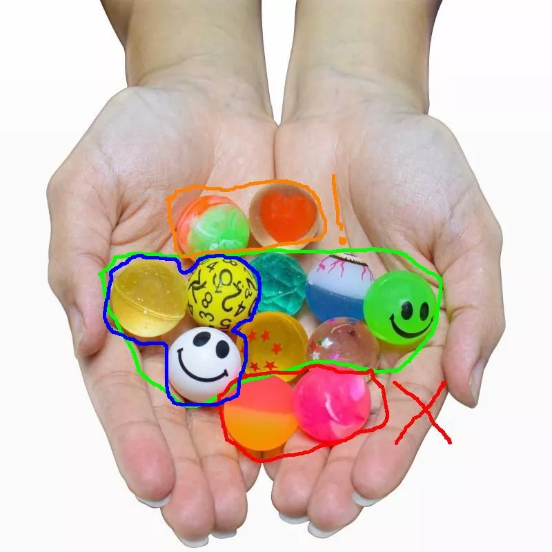 Trying 12 rubber balls