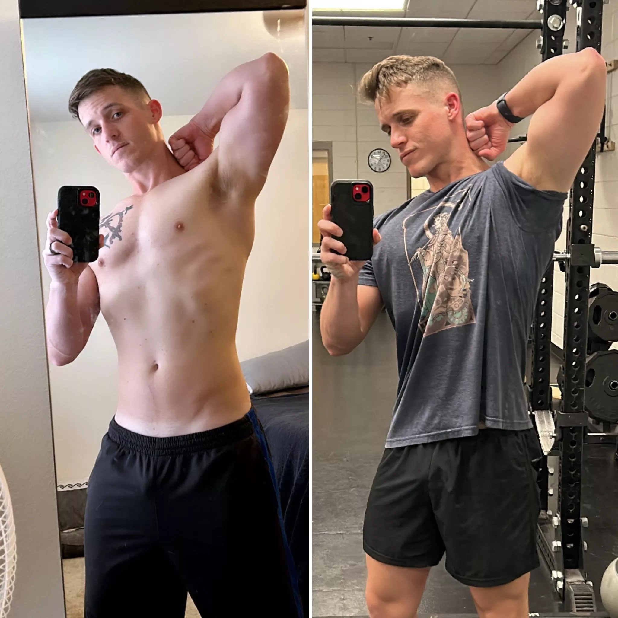 2 photos, same day. Bulking a bit for the winter months
