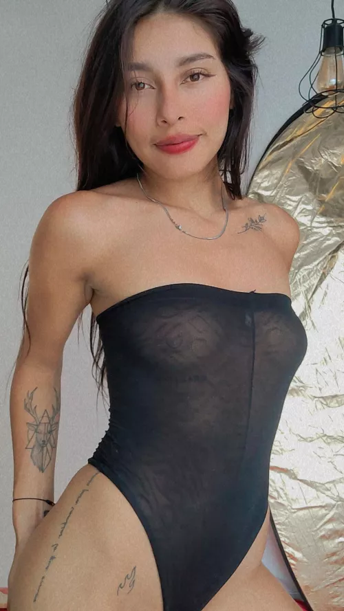 bodysuit with transparencies