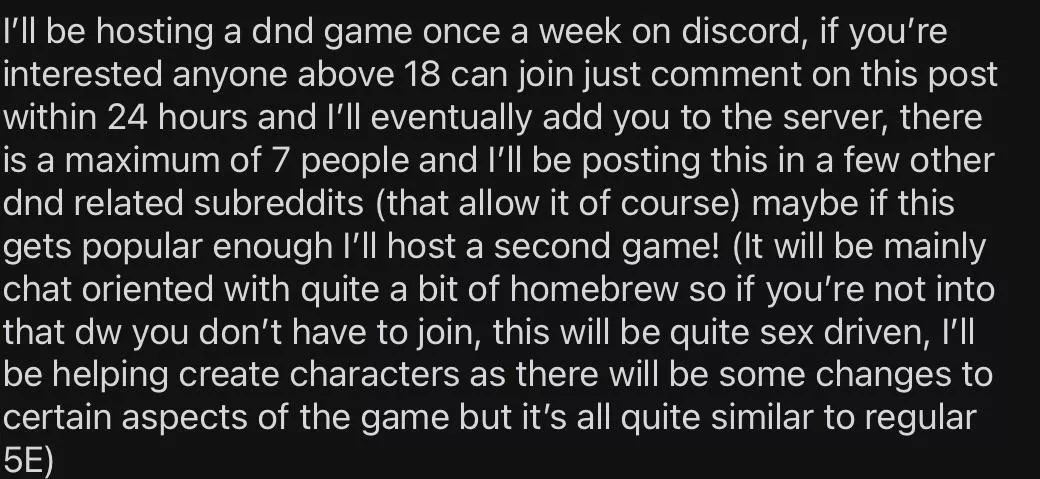 DnD 18+ Game!Come and join? (NSFW ofc)