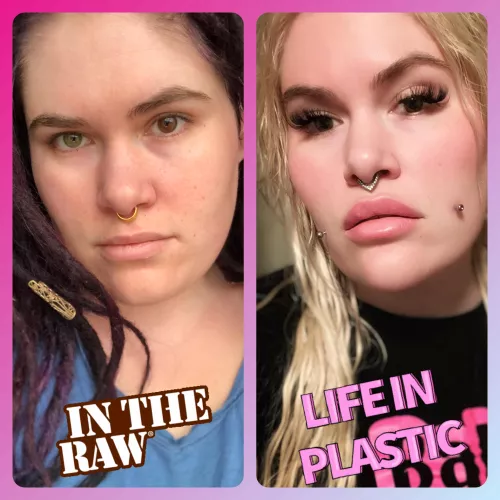Face transformation - first pic from -19 (but started my bimbofication march -22)