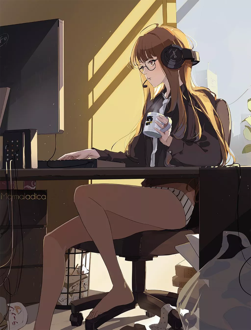 Futaba in a Zoom meeting [Persona 5] (marmaladica)