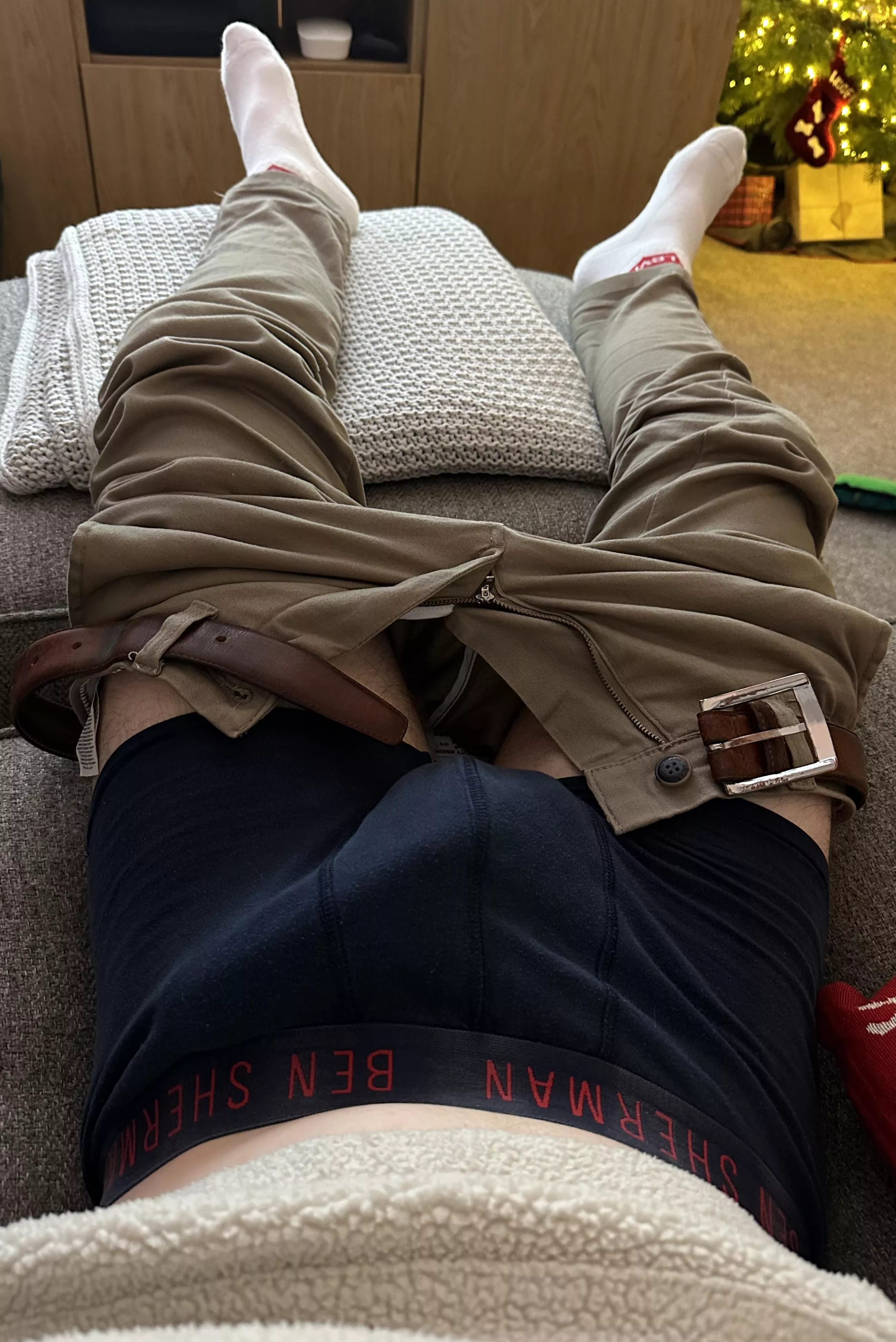 Getting a little too comfortable on the sofa