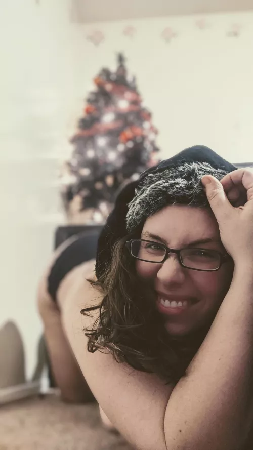 Hoping to catch a peek at Santa this year. If I hide under the tree, maybe he won't spot me!