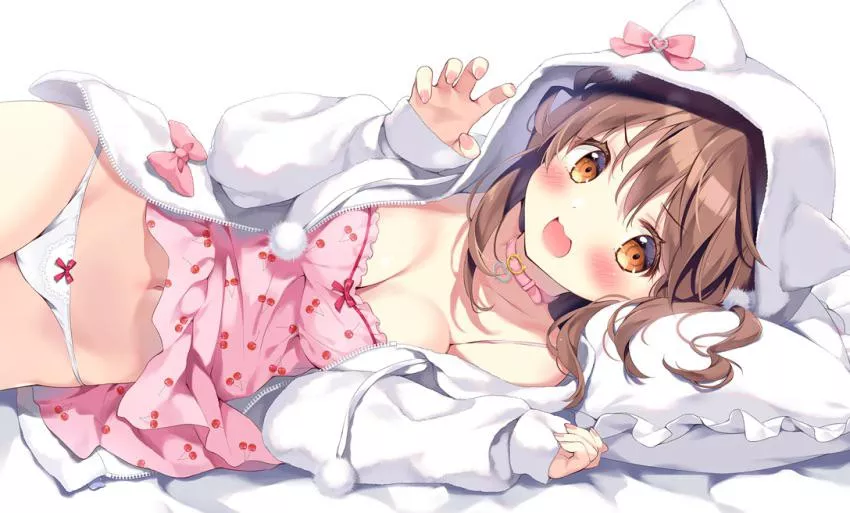 In her pajamas