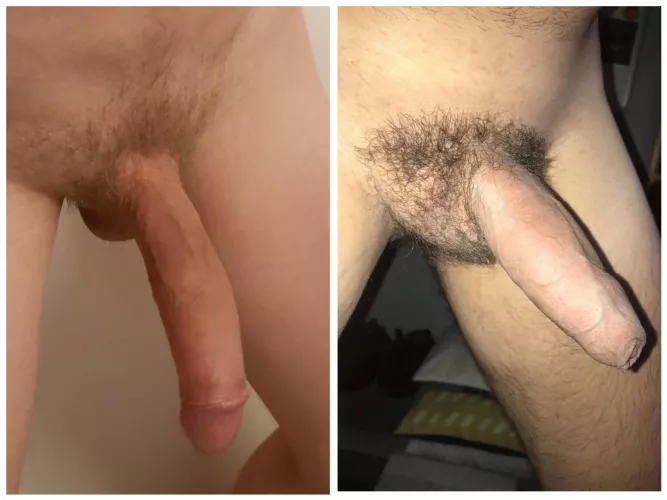 Me(left) vs. u/OKWolf01 compared 😁 Longer vs. thicker - Which one is more impressive?