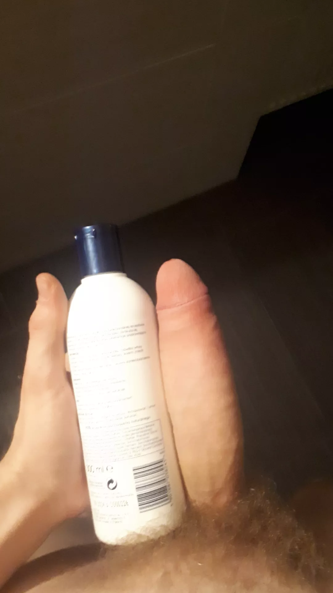 My dick next to shampoo bottle